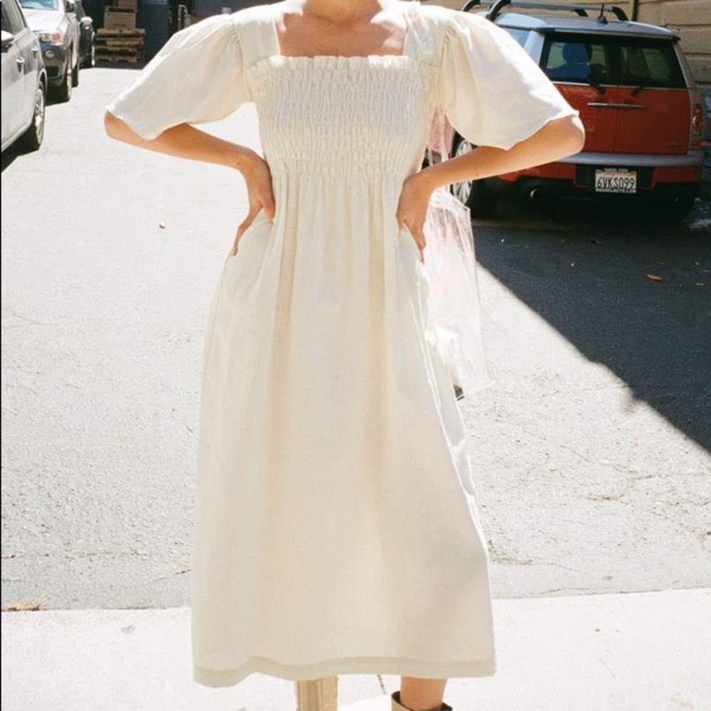 Lisa Says Gah - Toni Dress In Oat Linen
